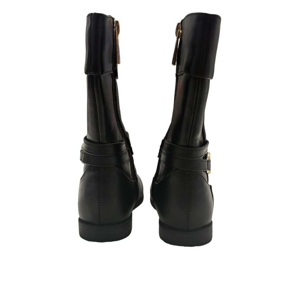 Michael Kors Girls Black Leather Logo Buckle Mid-Calf Boots Size 7 - Picture 11 of 13